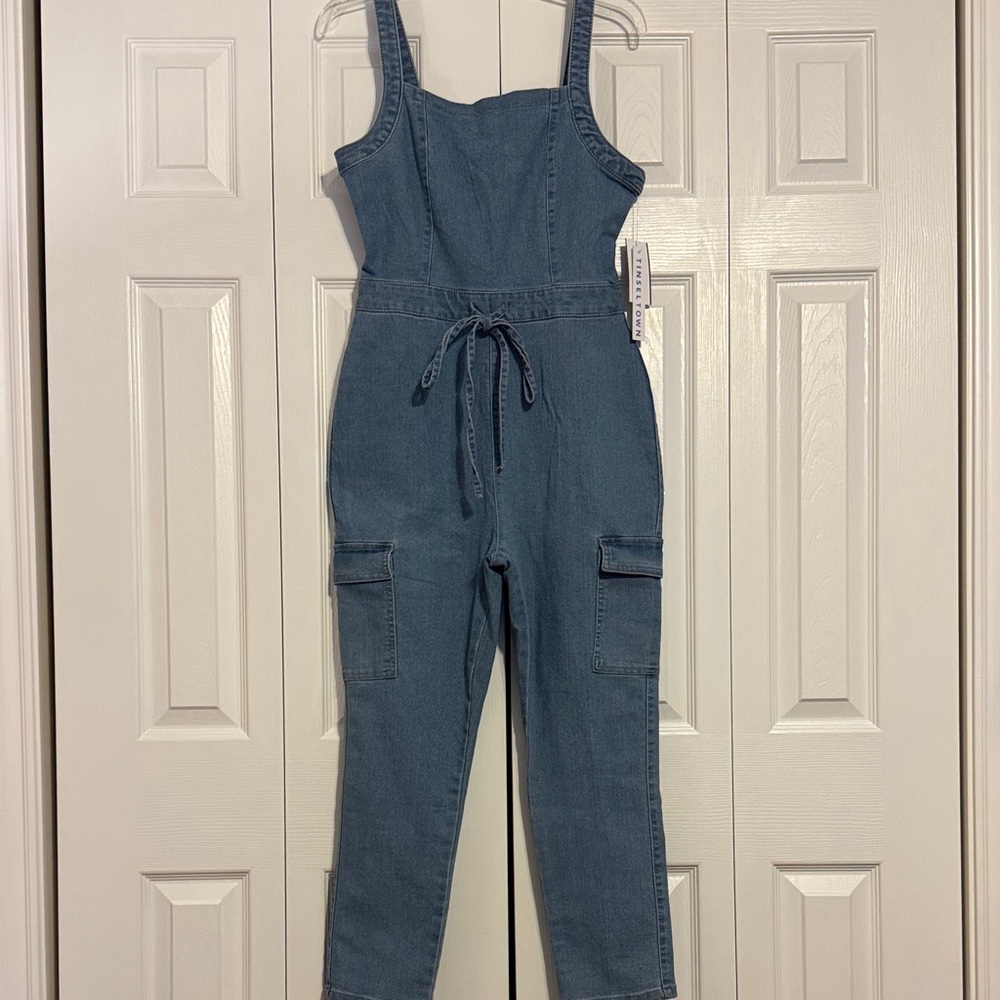 Tinseltown Blue Denim Jumpsuit with Pockets